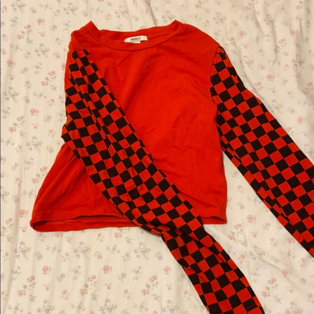 Black and Red Checkered Top